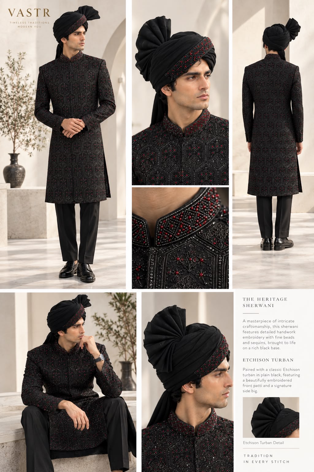 Noir Royal Sherwani thumbnail 4